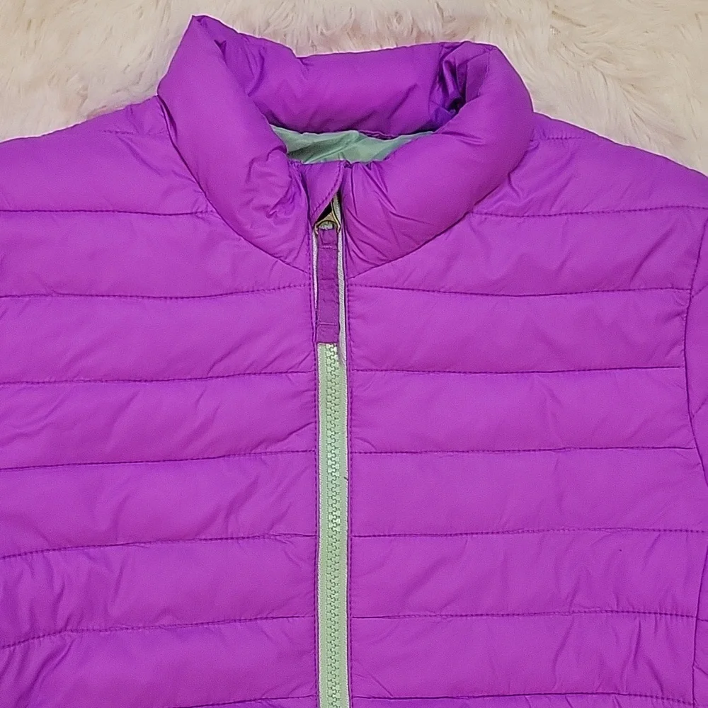 Land's End Kids FeatherFree Insulated Packable Jacket Purple Girls Size L 10/12